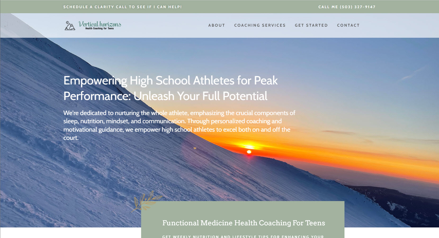 teen health coach website design